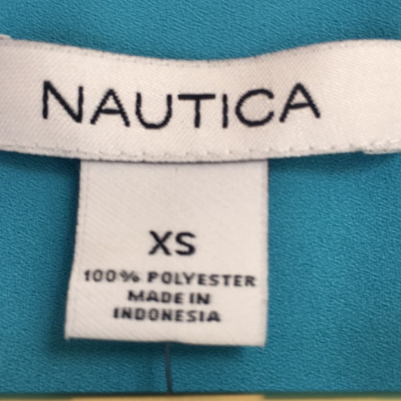 Nautica NWT vibrant blue blouse XS silver buttons - Picture 4 of 8